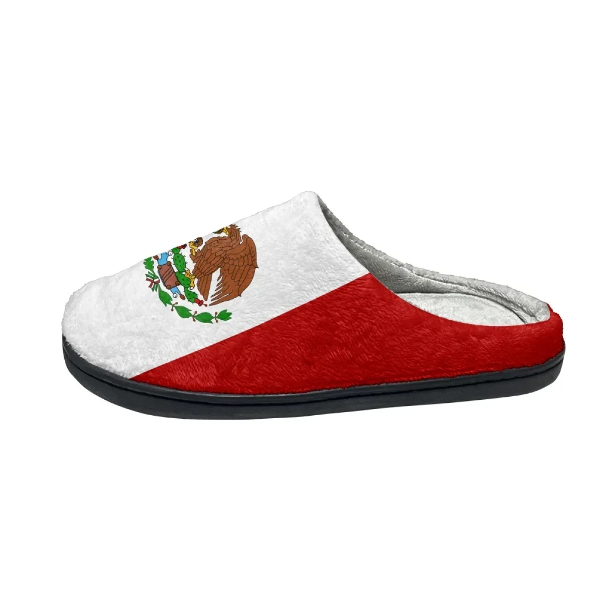 Autumn Winter Men House Cotton Slippers Mexico Flag Print Indoor Warm Non-Slip Slippers Zapatos Mujer Couple Women Home Footwear