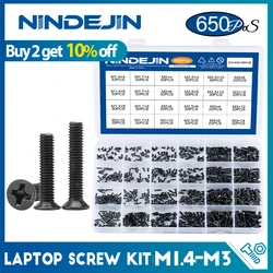 650pcs Countersunk Flat Head Laptop Screws Kit M1.4 M1.7 M2 M2.5 M3 Carbon Steel Notebook Computer Screw Kit For Hp Lenovo