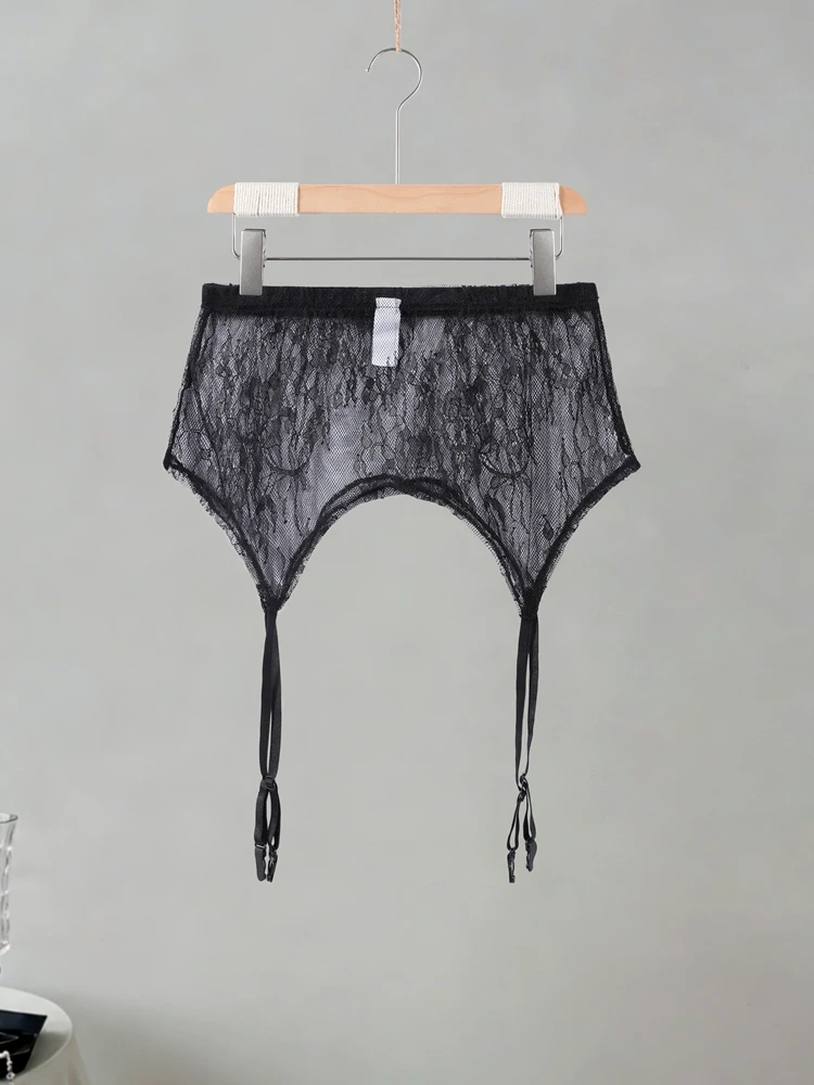 Hochgeschnittener Rock mit Spitzenbesatz und Po-Flap für Damen, Sexy Rockverlängerung, Transparenter Blumenmuster-Overlay-Rock mit Taillenbund, Damen-Partykleidung – Detail 5