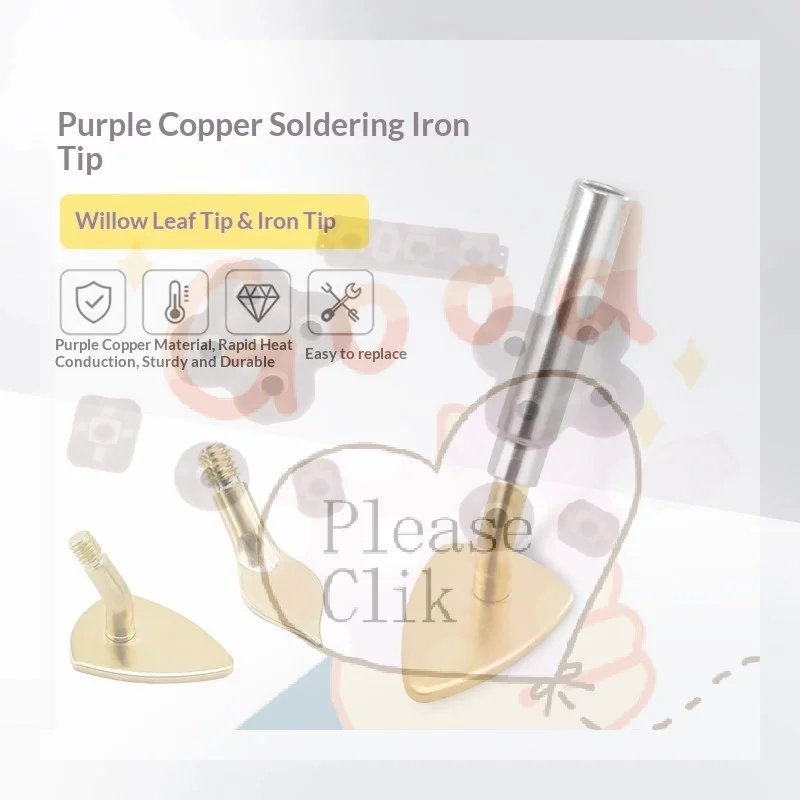 Mini Soldering Iron Heat Press Tip With Adapter, Perfect For Precision Ironing Leather Edge Sealing And Small Craft Heat Proces