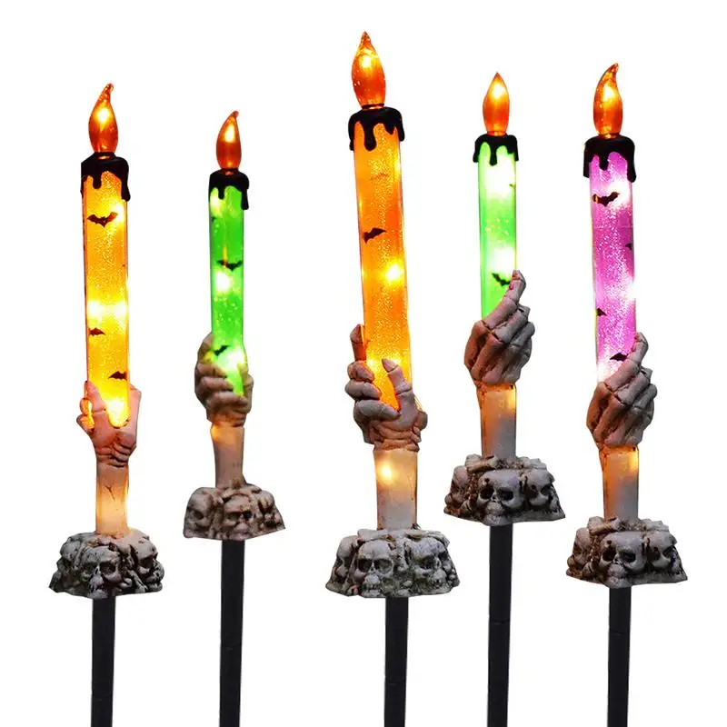 

Solar Halloween Lights LED Waterproof Candle Lamp Multifunctional Pathway Lights Outdoor Stake Lights for Sidewalks Fences