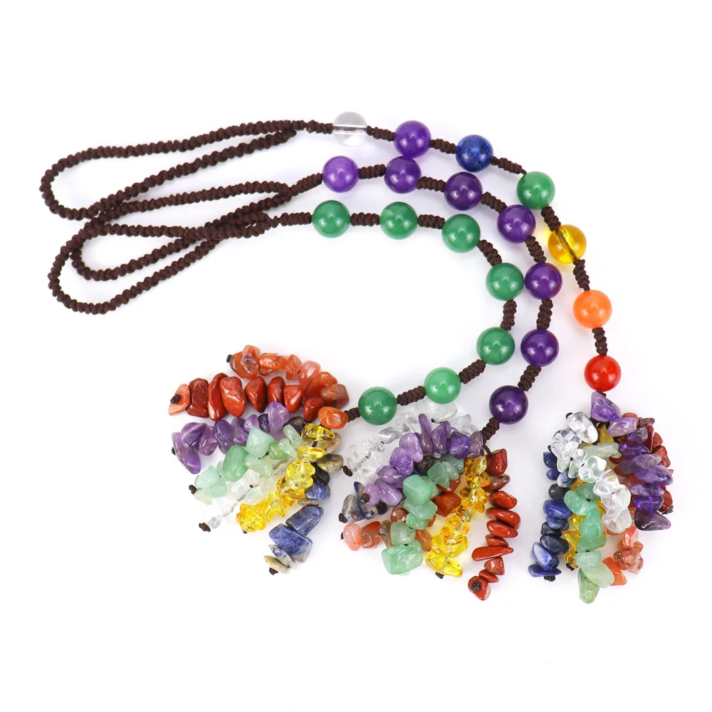 

Reiki Healthy Natural Colorful Mineral Crystal Gravel Handmade Decoration Hanging Chakra Beads Car Interior Ornament