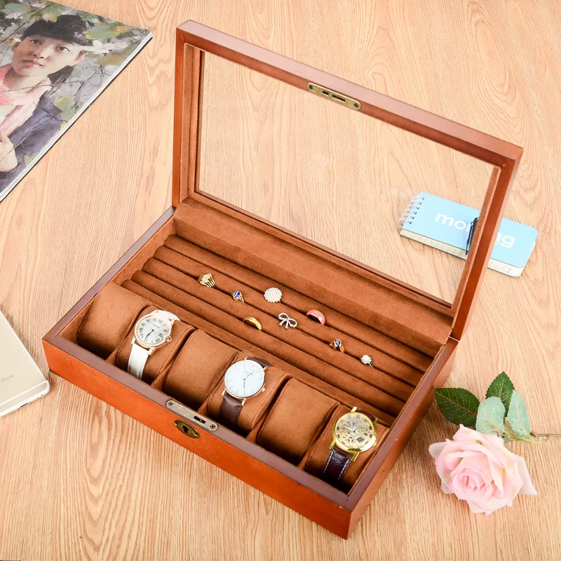 

Watch Jewelry Box Organizer For Men 6 Slot Watch Case Display And Storage Watch Wood Jewelry Box For Friend Birthday Gifts