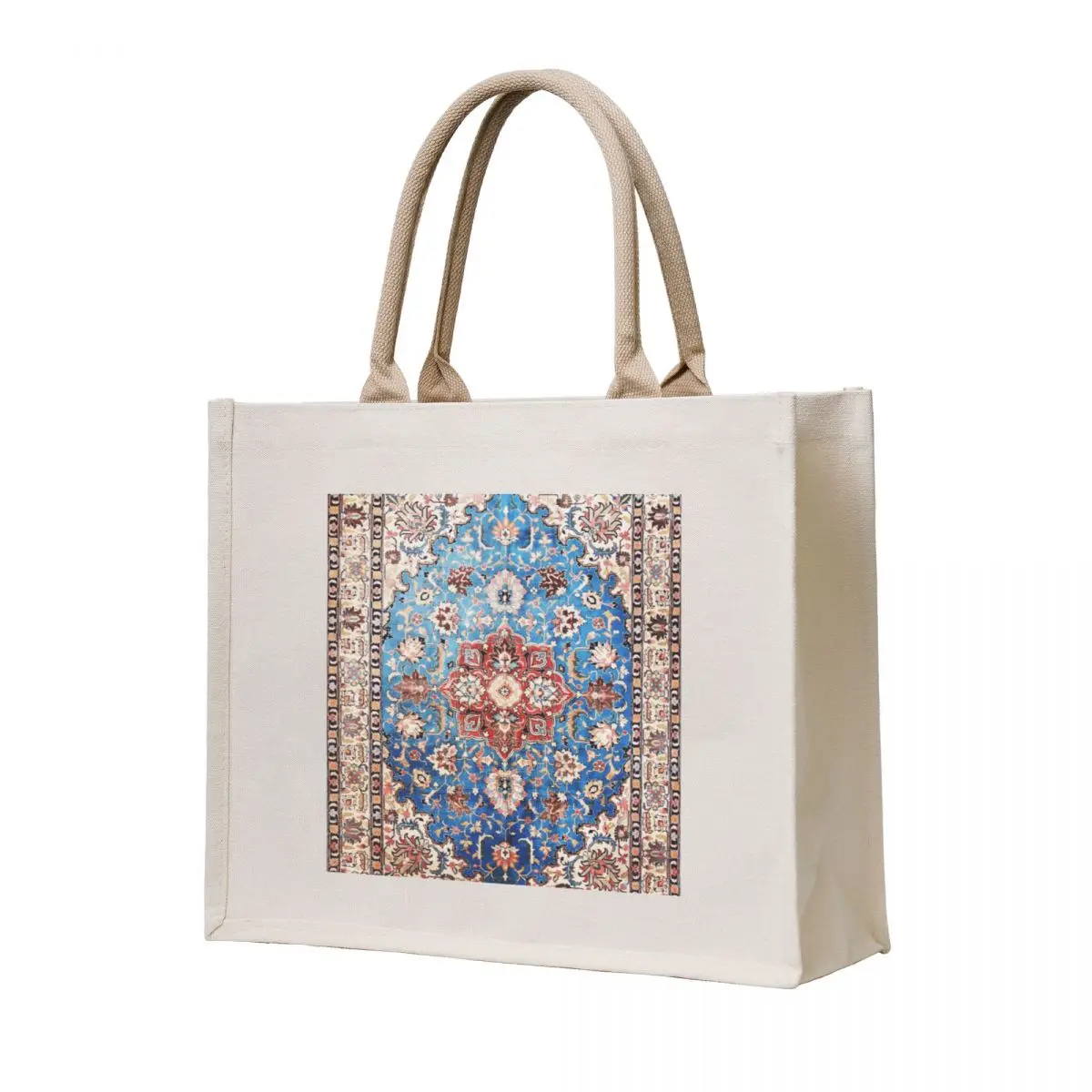 

Tabriz Rug With Blue Field Print Tote Bag hand bag ladies shoping bag Women's