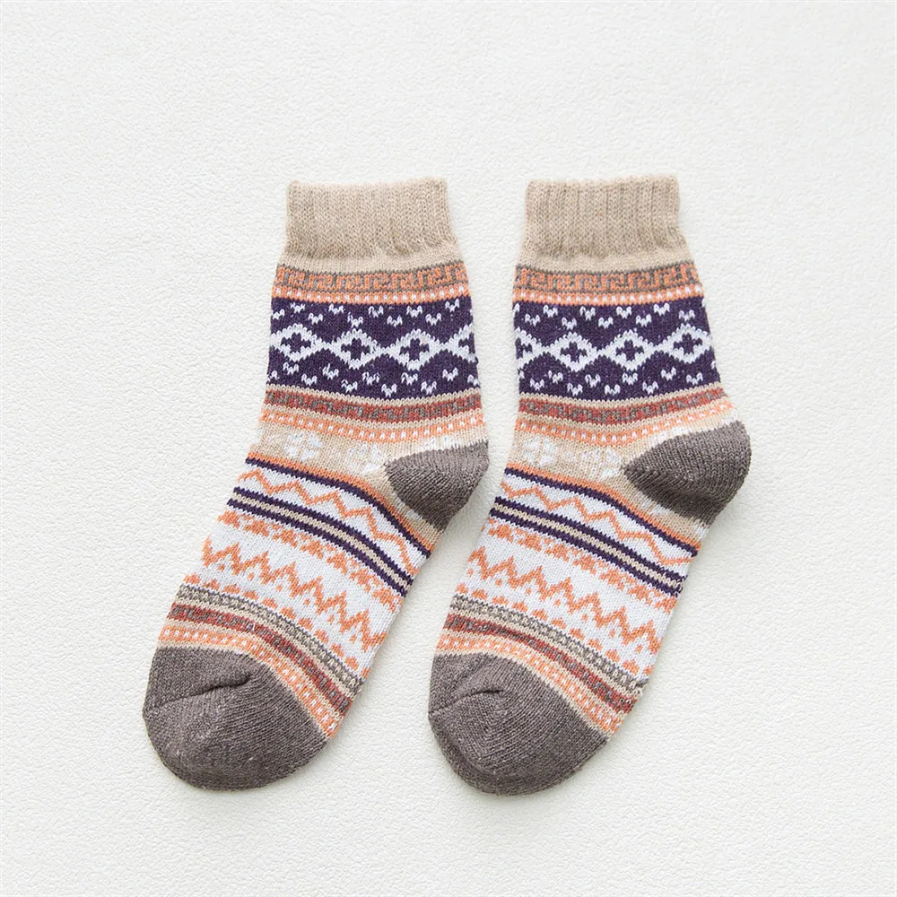 Thickened Winter Plaid Retro Thick Line Warm Cotton Socks Ethnic Style Mid Calf Socks For Women Men Couple Autumn Winter Daily - view 6