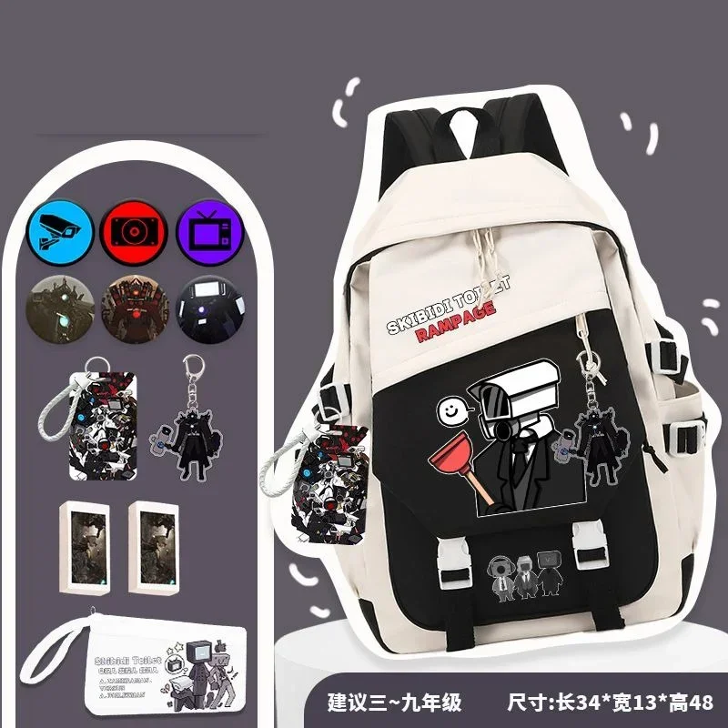 

Black Blue Green, Skibidi Toilet, Student Kids Teens School Bags, Large Capacity Mochilas Anime Backpacks for Girls Boys Gift