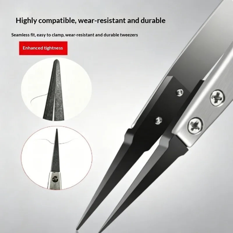 ESD Tweezers Heavy Duty Precision Metal Clips Straight Curved Mouth Thick Non Slip Low Heat Transfer Electronics PCB Anti Static