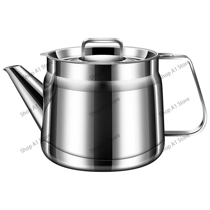 304 Stainless Steel Cooking Oil Filter Pot, Household Oil Storage Container with Spout and Screen, Filter Lard & Oil Residue
