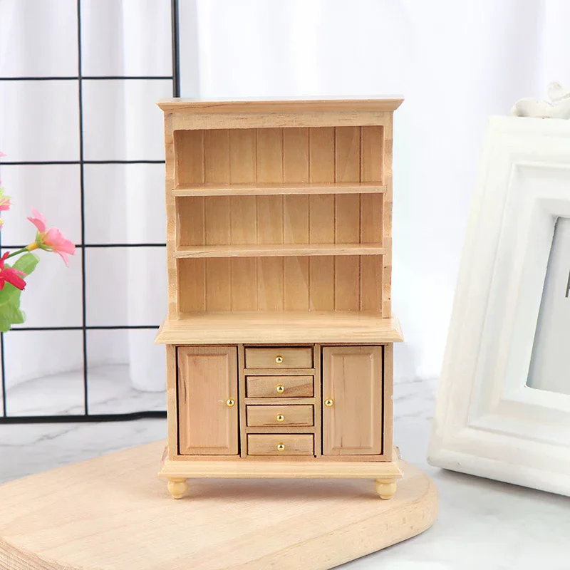 Multifunction Wood Cabinet Bookcase Bookshelf 1:12 Dollhouse Miniature Furniture