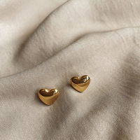 Small Cute Heart Stainless Steel Stud Earrings Golden Jewelry Accessory for Women Girls Gift