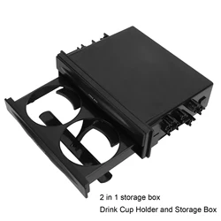 Car Radio Cup Holder 2 in 1 Car Radio Storage Box Multi Purpose ABS Universal 1DIN 2 Layer Black Cup Holder for Collecting Items