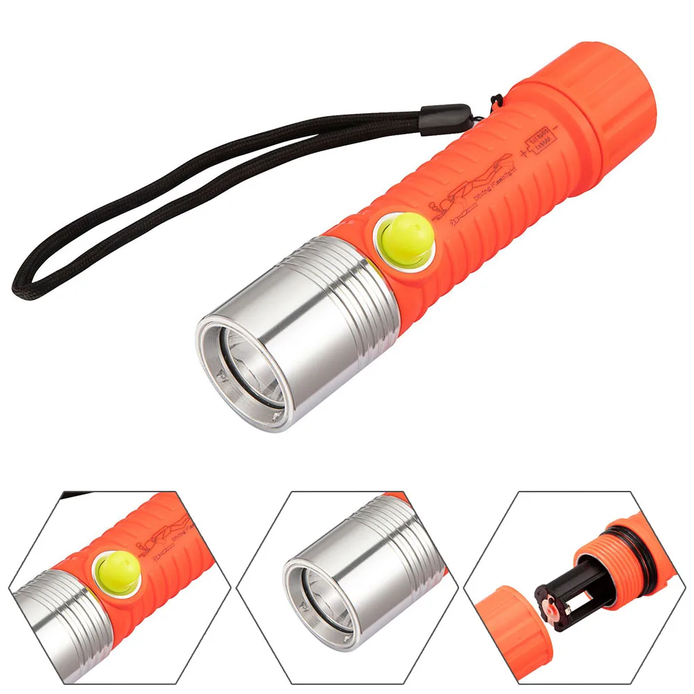 Diving Flashlight Torch LED Light IPX8 Waterproof 50M Deep Underwater Lamp 1600LM Camping Underwater Torch Light 3 Modes