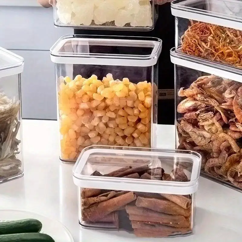 1pc Küche Getreide Tank Kühlschrank Beliebte Feuchtigkeit-beweis und Frische-halten Box Wand Teleskop Transparent Lagerung box