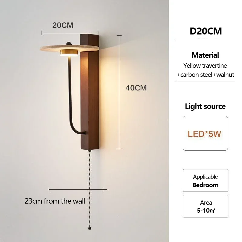SANDYHA Nordic Retro Walnut Design Lâmpada de Parede LED Light Made Disponível para Sala de estar Quarto Decoração Estudo Luminárias
