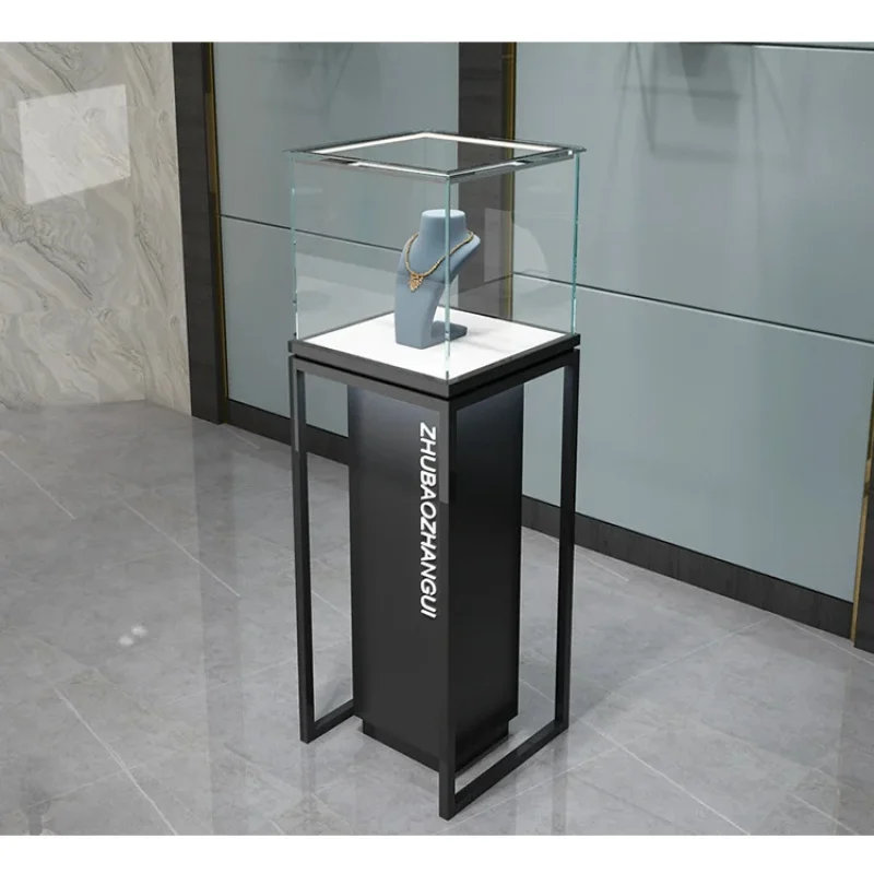 

Customize.Full LED-Lit Standing Red Wine Display Glass Watch Jewelry Showcases Retail Store Mall Watch Shop