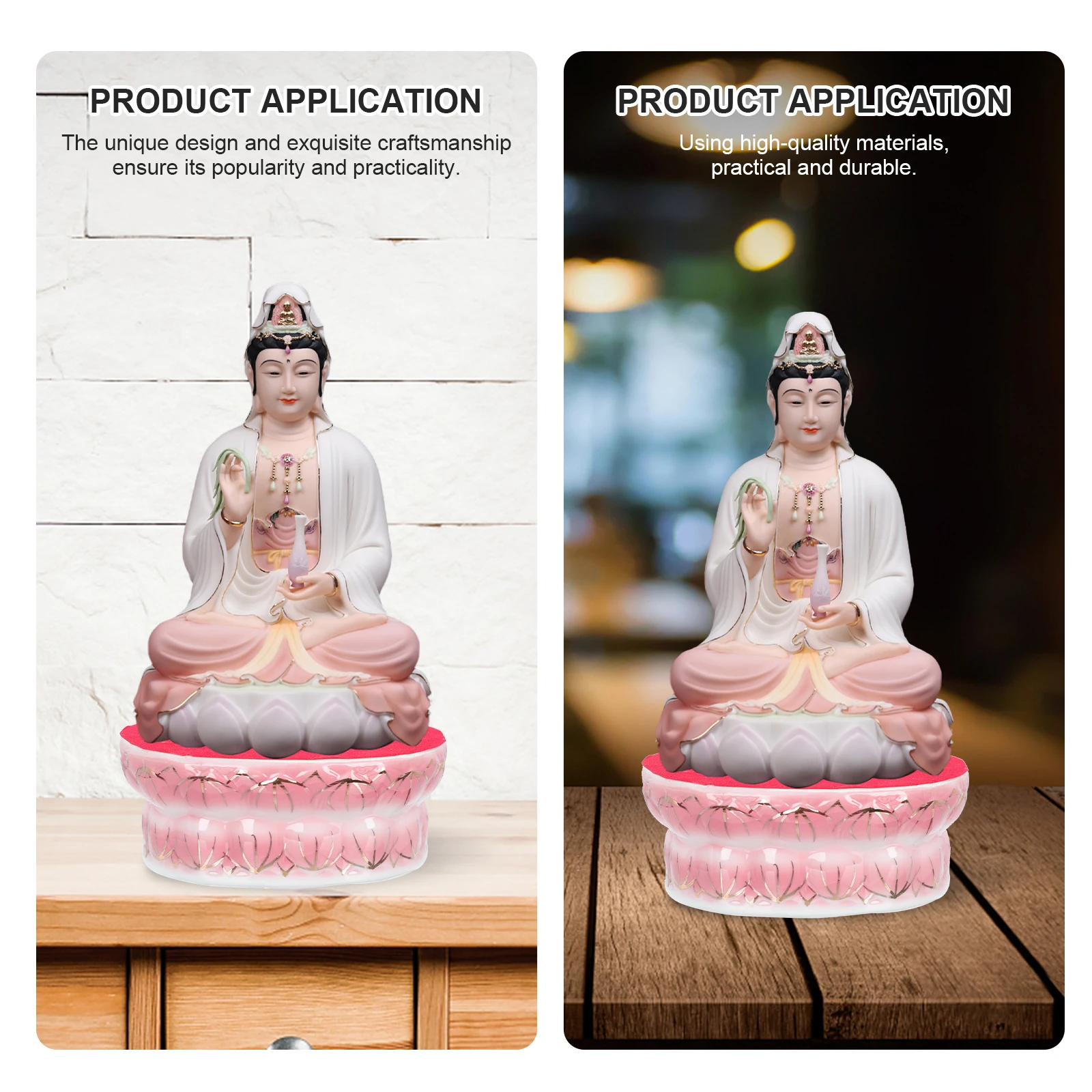 

Avalokitesvara Statue Base Ceramic Buddha Lotus Stand Unique Shape Home Decor Display and Storage Stand Ceramic Desk Decor