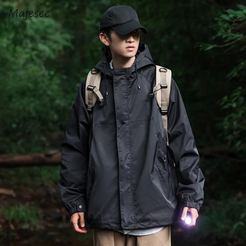 

Jackets Men Japanese Style Fashion Zipper Simple Trip Holiday Cozy Casual Streetwear All-match Handsome Waterproof College Soft