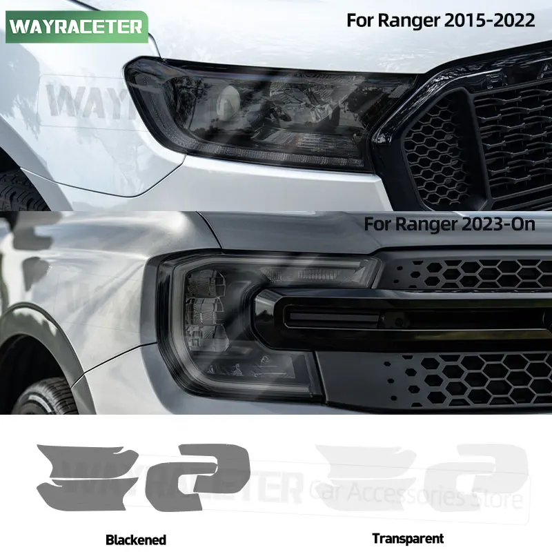 

Car Headlight Tint Smoked Black Protective Film Transparent TPU Sticker For Ford Ranger 2025 2024 2023 2026 2015+ 2020 2022