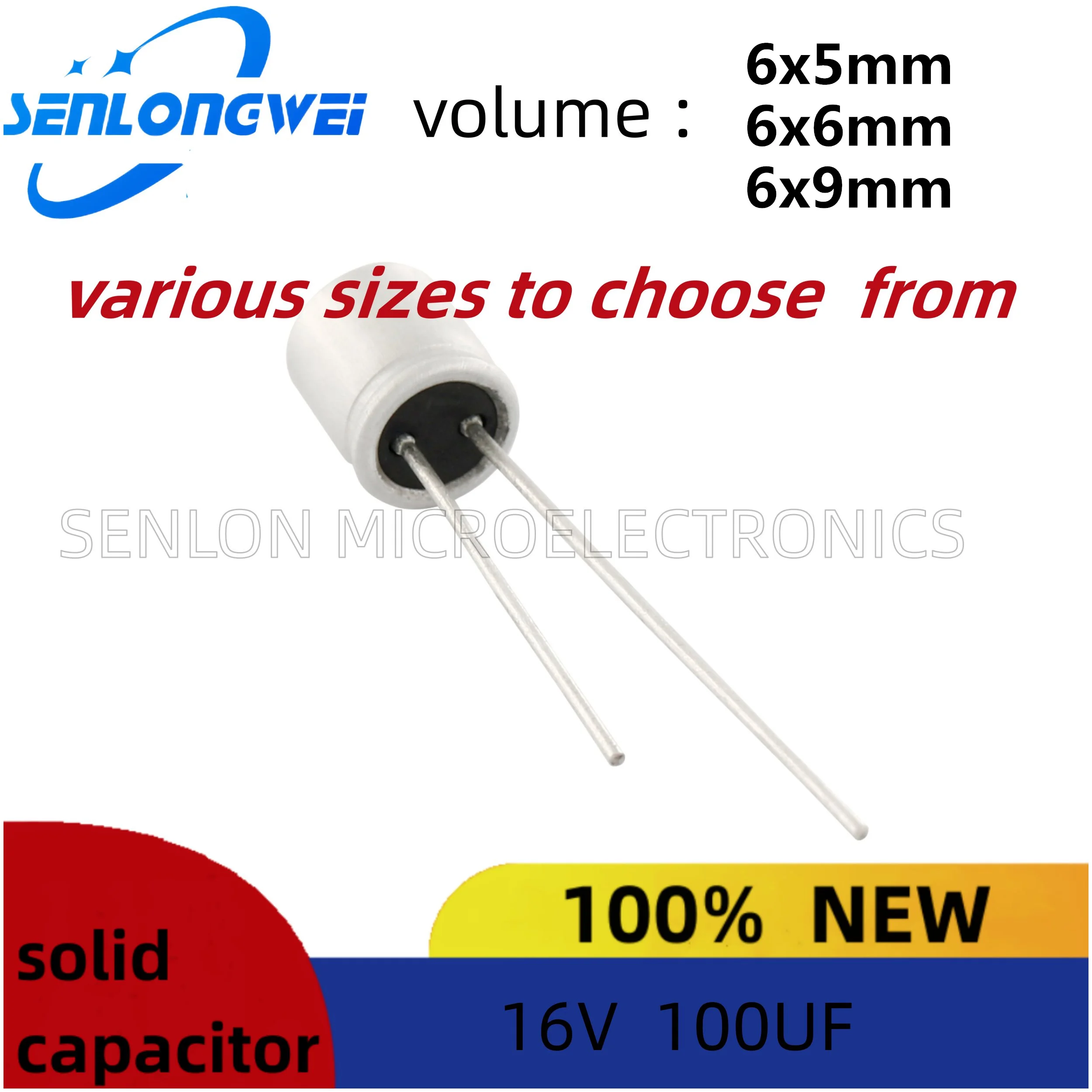 

10 шт. новый конденсатор 100uf 16v In-Line Твердые Алюминиевые Электролитические Конденсаторы 6X6 6X9 6X5 твердые конденсаторы 16V 100uf