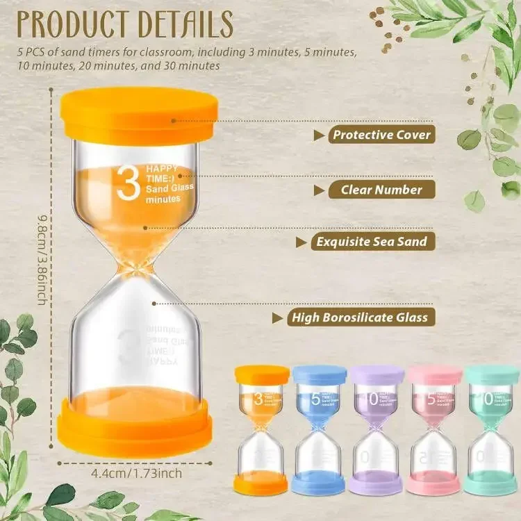1PCS 3/5/10/15/30 Minutes Colorful Hourglass Sandglass Children Kid Gift Toy Sand Timer Hour Glass Home Decoration Sand Clock image 6