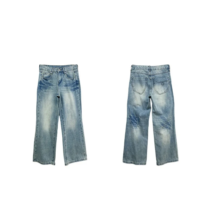 Benuynffy American Y2k Vintage Straight Leg Jeans For Women 2026 Autumn New Streetwear Low Waist Casual Washed Denim Trousers