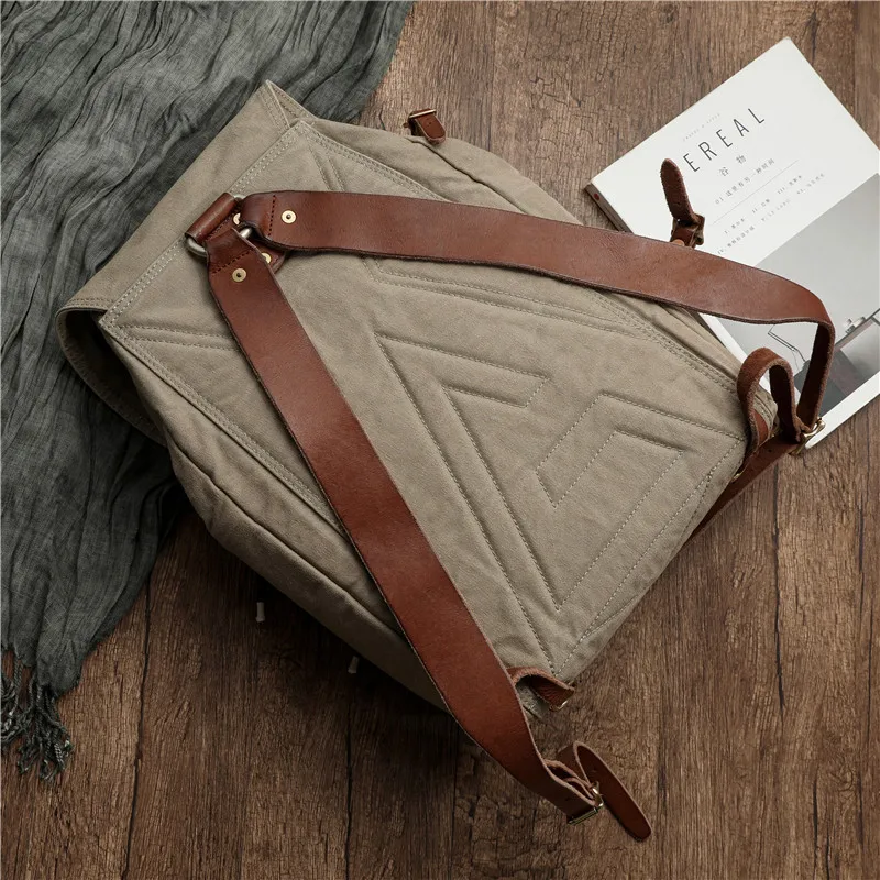 Vintage Oil Wax Waterproof Travel Backpack Leather Canvas Bag Backpack Computer Bag Large Capacity Travel Outdoor Mochilas