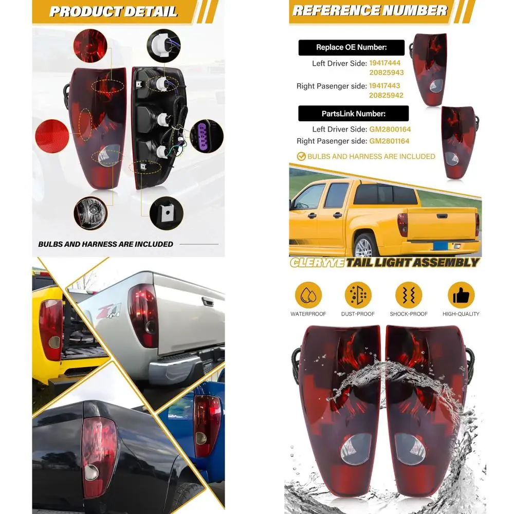 

Chevrolet Colorado & GMC Canyon 2004-2012 Tail Light Set, OE Halogen, Bulbs & Harness Included, Left & Right Sides