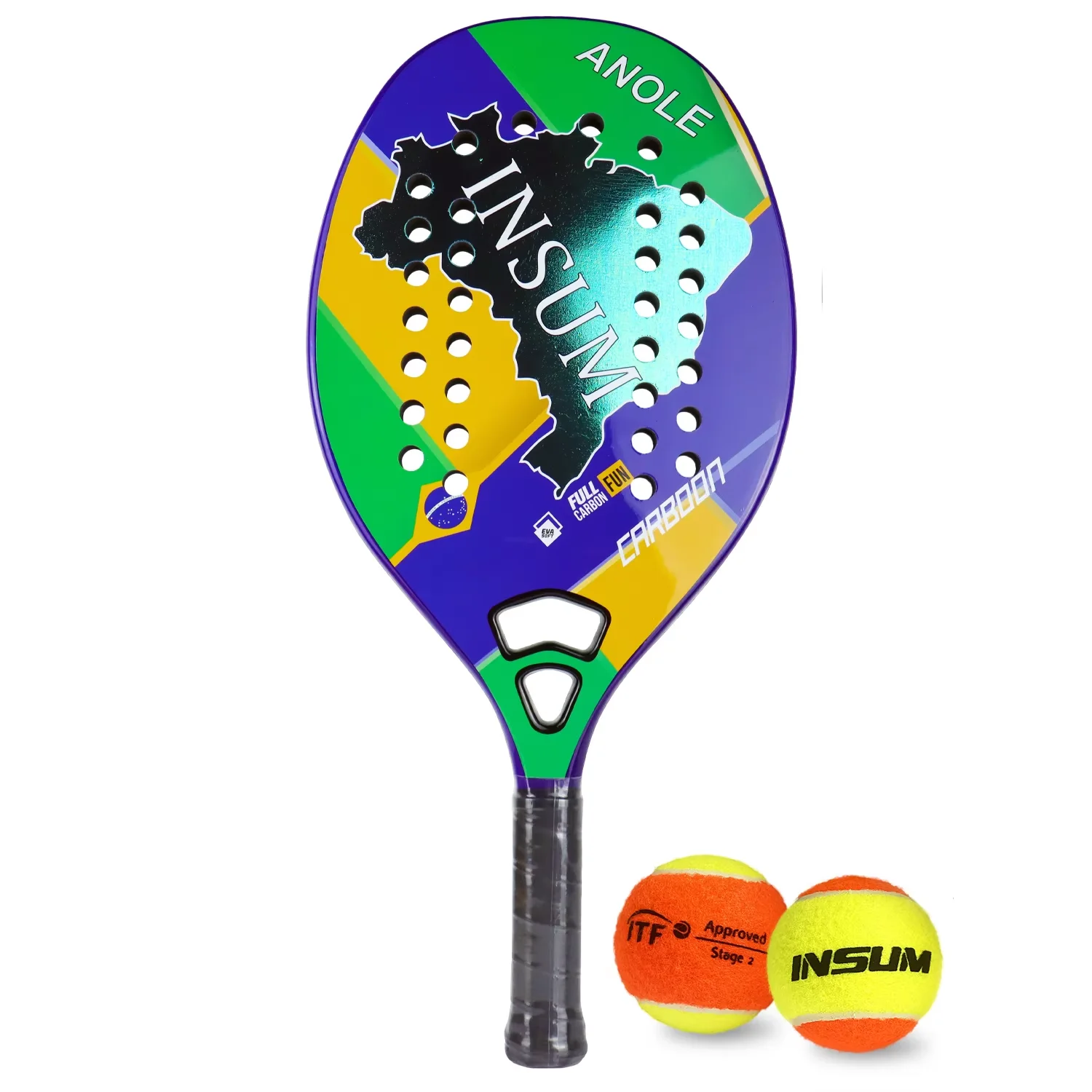 INSUM Beach Tennis Rackets,Carbon Fiber /Kelvar Grit Face with EVA Memory Foam Core Beach Tennis Rackets