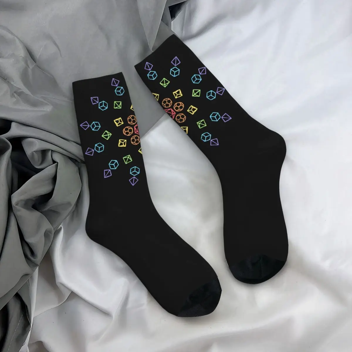 Rainbow Dice Stockings Adults Starburst Socks Comfortable Gothic Socks Autumn Skateboard Non Slip Design Socks Birthday Present