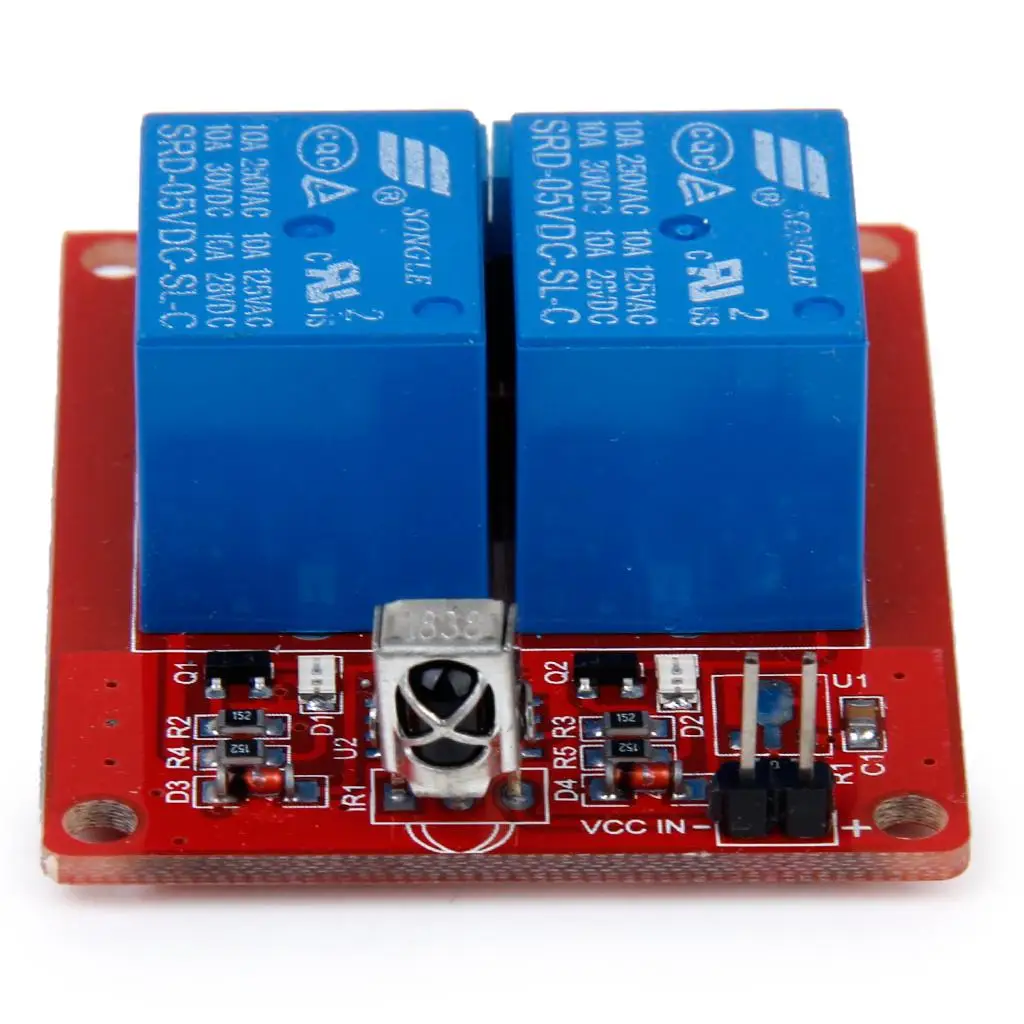 Modul Relay LED 5V 2 saluran, dengan Remote Control inframerah