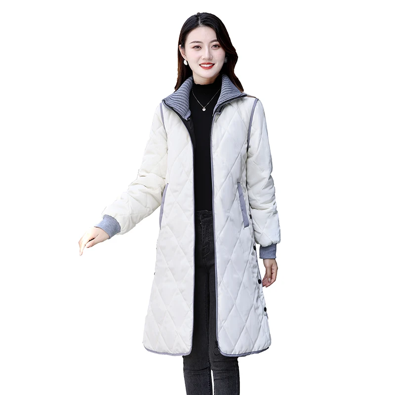 Fashion Women Spring Autumn Long Padded Clothing Female Down Cotton Jacket Slim Parkas Ladies Coats  Coat Mujer