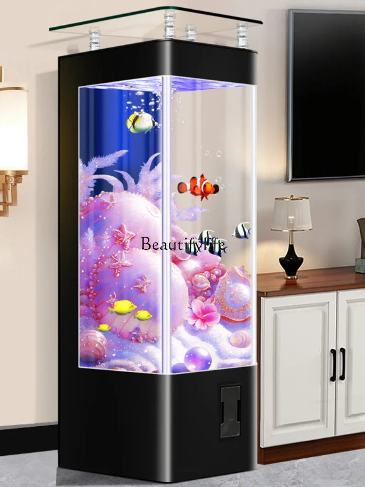 Straight Curved Automatic Filtration Water Circulation Household Living Room Fish Tank Floor Small Vertical