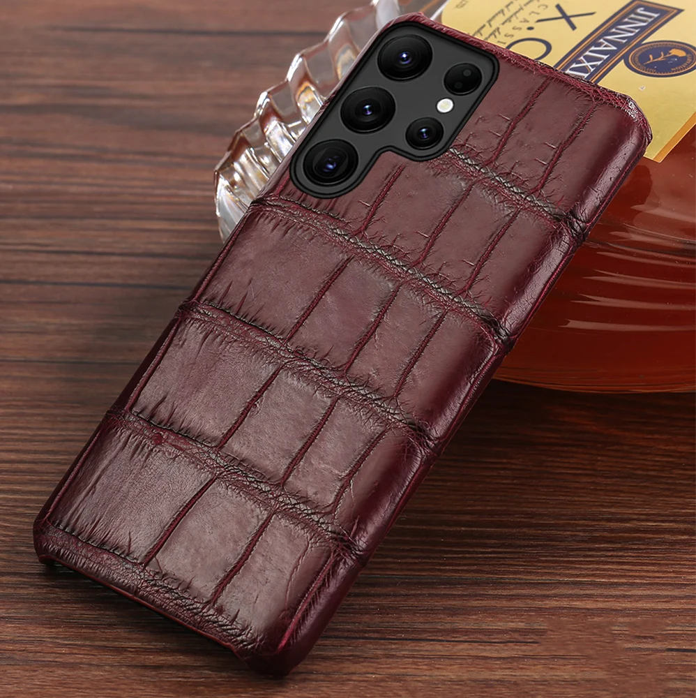 

100% Genuine Crocodile Leather Cover Case for Samsung Galaxy S24 S23 S21 S22 Ultra S23 FE S24Plus Note 20 10 Plus A53 A54 A55 5G