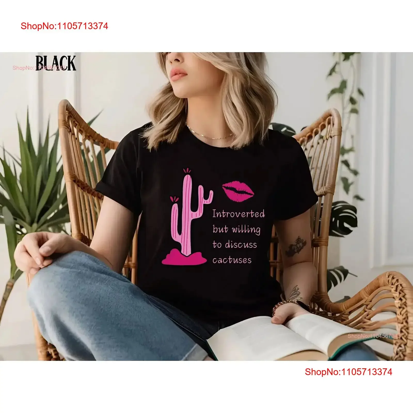 Cactus T Shirt Women IntroverT lover plants gift funny planT vintage Washed fashion Casual Top For Everyday Wear Soft Stylish