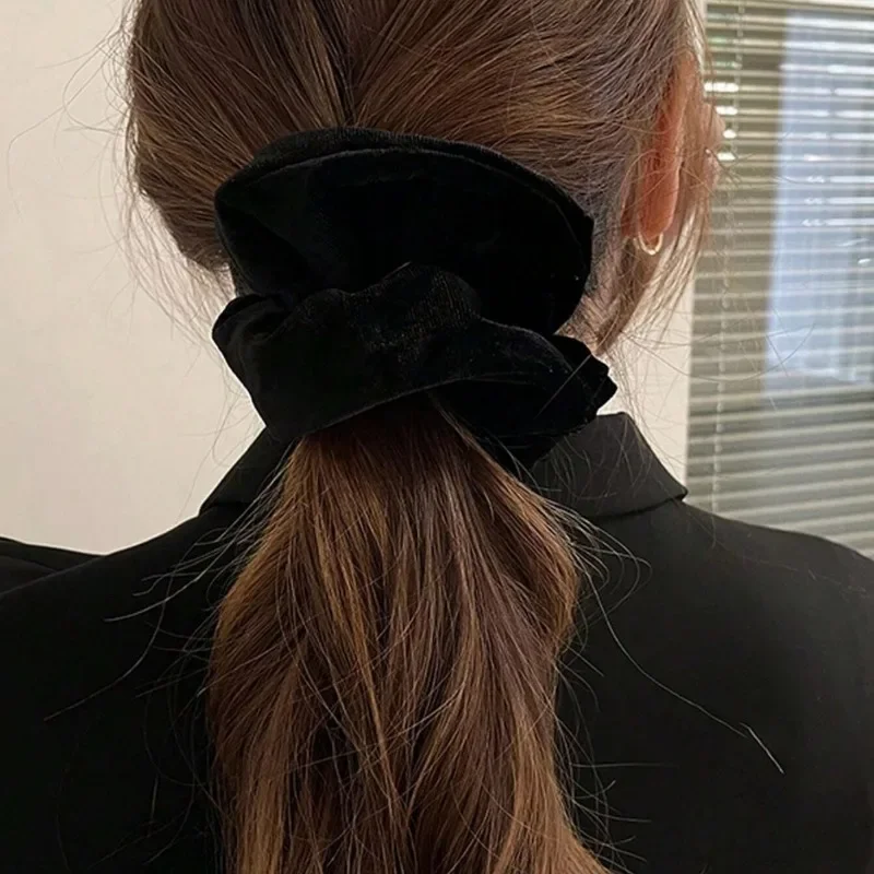 4 قطع النساء الشعر التعادل لينة أغطية الرأس كبيرة مطاطا المطاط الشعر حبل خمر المخملية Scrunchie فتاة ذيل حصان حامل إكسسوارات الشعر #3