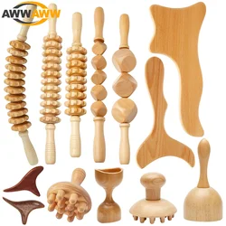 Wood Therapy Massage Roller Stick Anti-Cellulite GuaSha Tool Maderoterapia Colombiana Lymphatic Drainage Trigger Point Massager