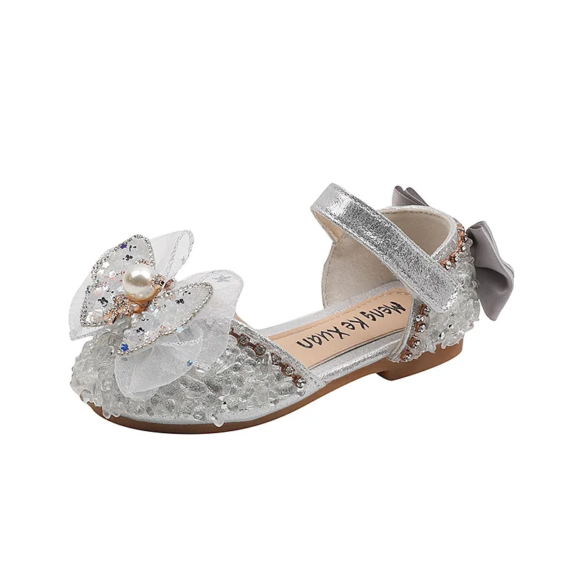 Kinder Sandalen Kinder Prinzessin Sandalen Strass Bogen Hochzeit Schuhe Student Mädchen Casual Tanz Schuhe Flache Sandalen H549