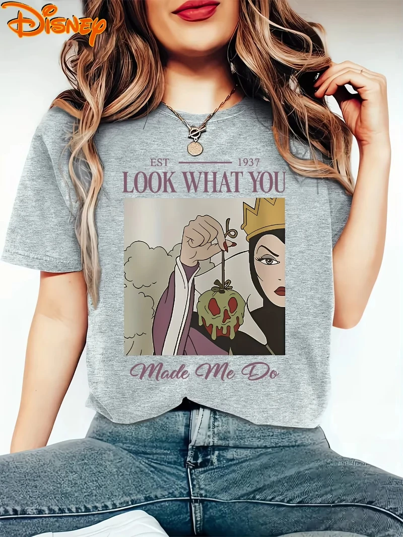 

Disney Snow White Evil Queen Series T Shirt Vintage Women's Men Tees Short Sleeve Oversized Couple Tops Streetwear Casual