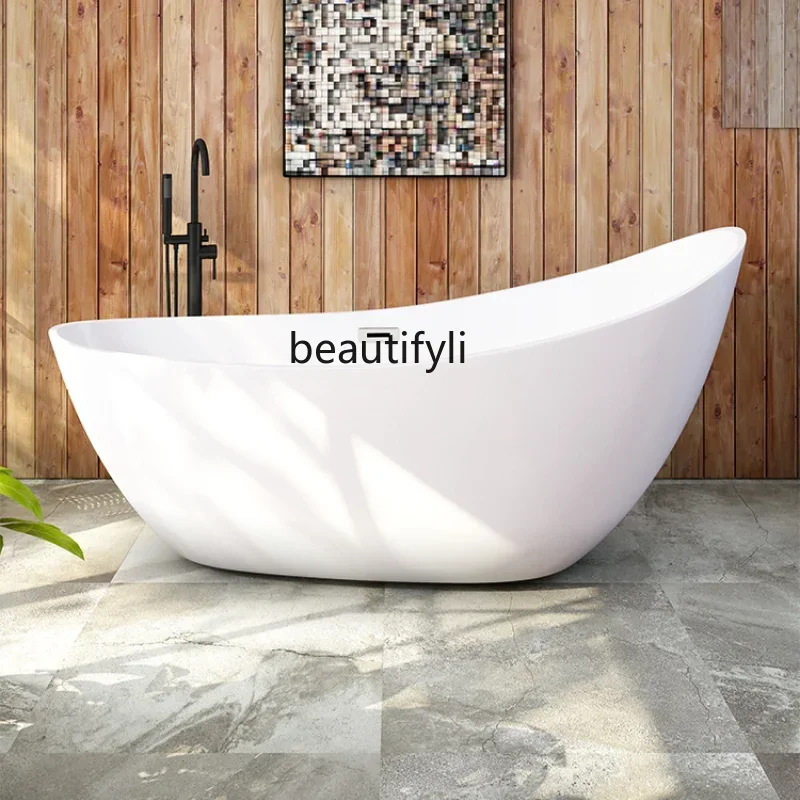 Modern Adult Acrylic Independent Bathtub Crescent-Shaped Bathtub Hotel Homestay