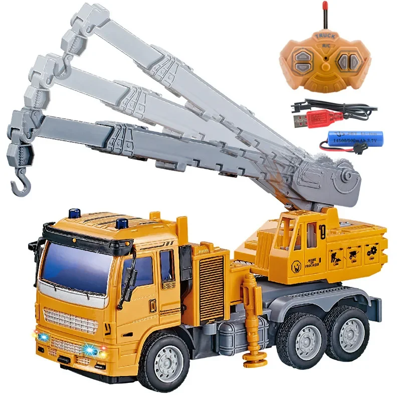 1:30 4CH RC Rescue Vehicle With Light Electric Dump Truck Engineering Crane Mixer Remote Control Car Simulation Gifts Toys Boys