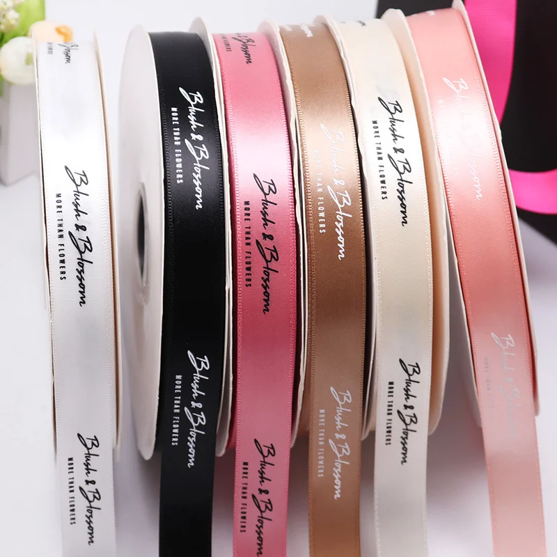 100Y Personalised Satin Ribbon Gifts Wrapping Birthdays Weddings Anniversary Customised Satin Ribbon Corporate Branding Ribbon