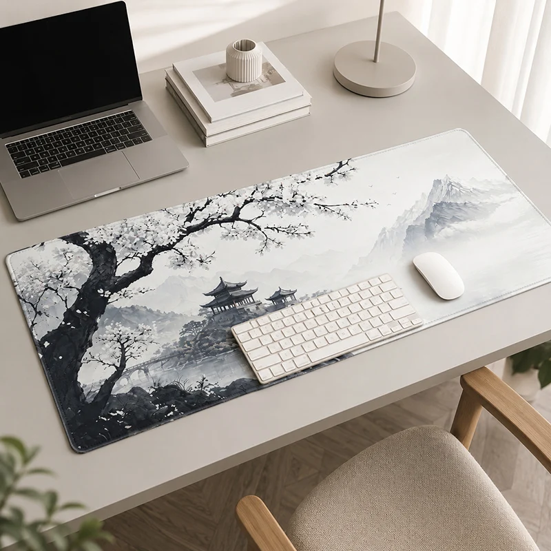 Mouse Pad Black And White Cherry Blossoms Gaming XL New Mousepad XXL Mouse Mat Soft Natural Rubber Non-Slip Carpet Mouse Mats