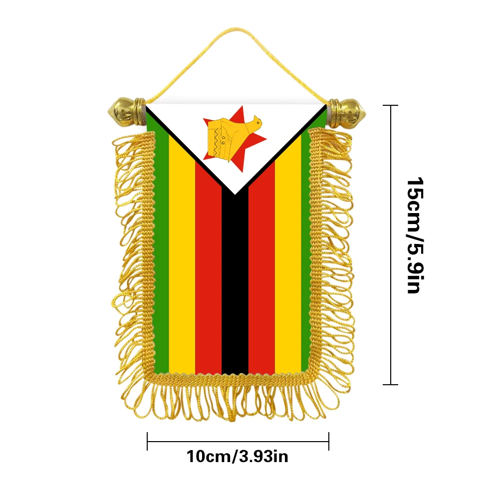 Zimbabwe small hanging flag 10x15cm triangular flag car decoration hanging flag double-sided pattern with suction cup