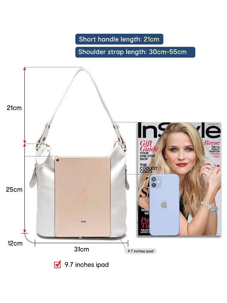Zency Elegant Black Women Shoulder Bag 100% Genuine Leather Hobo Handbag Lady Messenger Bag Charm Lock Decoration Shopping Bag