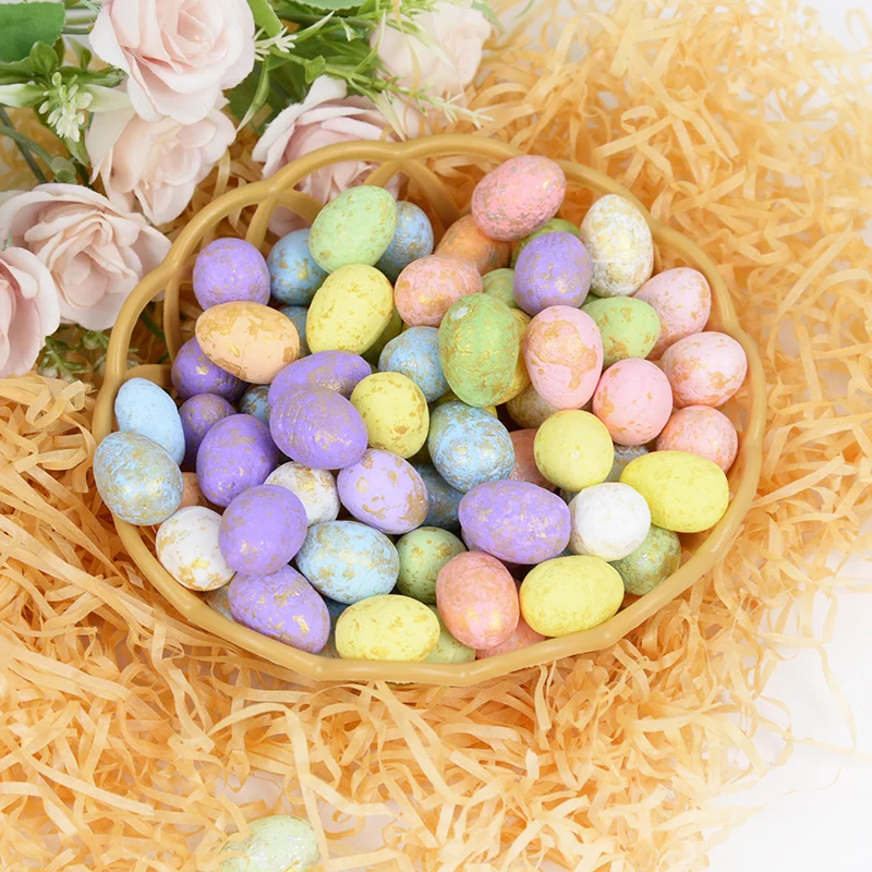 50 Uds. De Mini huevos de Pascua de espuma coloridos, lindos huevos de pájaro para manualidades DIY, corona hecha a mano, decoración colgante para puerta, suministros festivos para fiestas