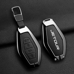 Zinc Alloy Goatskin grain Car Remote Key Fob Case Cover For Chery JETOUR X70 X70plus X70m X90plus X95pro Keychain Accessories