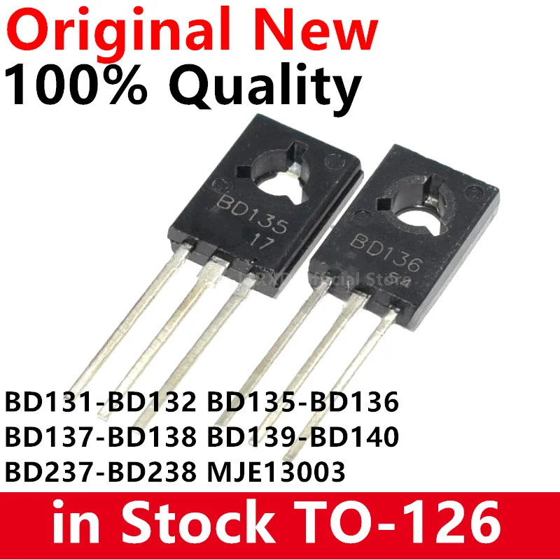 20 pz (BD135 + BD136 )( BD131 BD132 )( BD137 BD138 )( BD139 BD140 )( BD237 BD238) ogni 10 pz MJE13003 Transistor TO-126