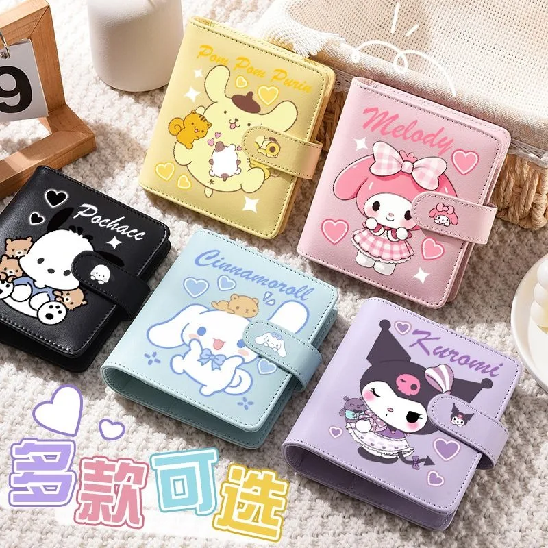

Kuromi PomPomPurin Anime Kawaii Sanrio Card Notebook Cute My Melody Cinnamoroll Loose-leaf Book Student Gifts for Kids