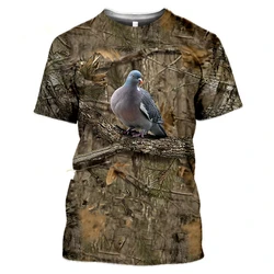 T-shirt d'été décontracté à manches courtes pour hommes et femmes, camouflage, animal de chasse, lapin, pigeon, t-shirt 3D, pull de rue, mode