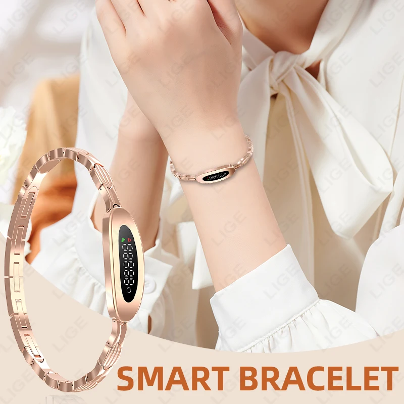 

LIGE Heart Rate Smart Bracelet Women Fitness Tracker Health Activity Sports Monitor IP68 Waterproof Smart Watch for Couples Men
